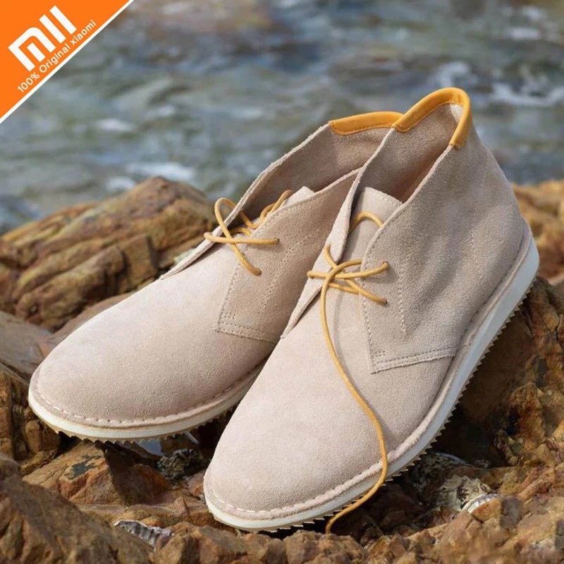  Xiaomi mijia leather desert boots men's tie lightweight shoes fashion casual shoes men's hiking lea