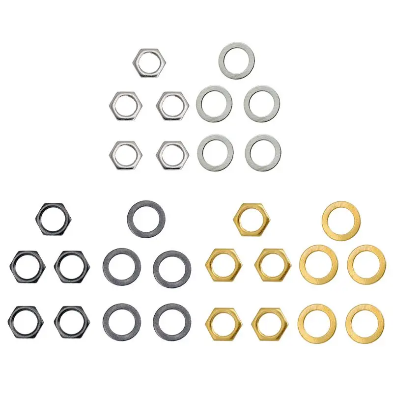 

OOTDTY Guitar Metal 5 Washers and 5 Nuts Set for Jack Socket D9.36mm UK3/8inch