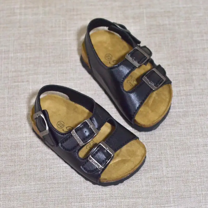 Летние детские пляжные сандалии для мальчика, шлепанцы, повседневная обувь для девочек, модные сандалии для родителей и детей, размеры 22-37 - Цвет: Black