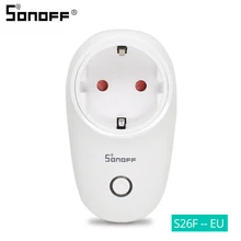 Sonoff s26 wi fi tomada inteligente ue f plug 220 v sem fio de controle remoto tomada parede interruptor luz temporizador 10a alexa inicial do google(China)