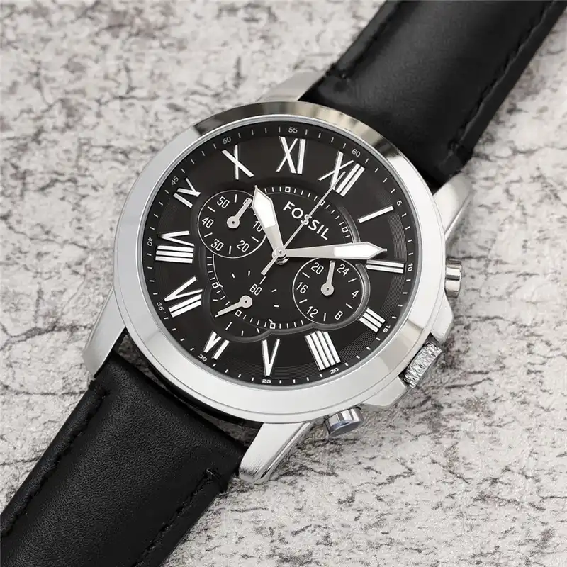 men fashion ex193 black leather chronograph watch