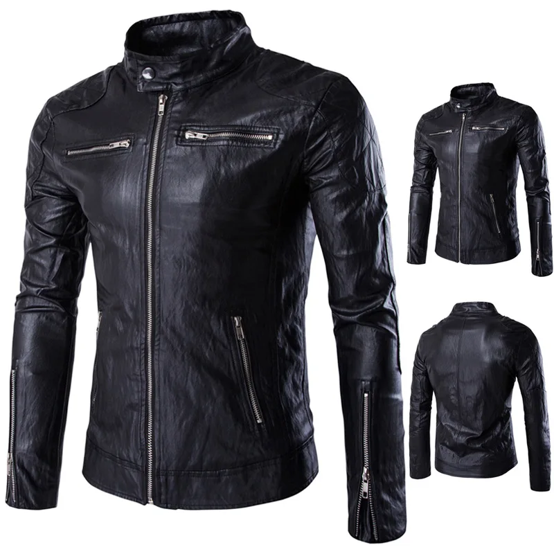 Брендовые мотоциклетные Кожаные куртки Для мужчин осенние кожаные Костюмы Для мужчин Кожаные куртки мужской Бизнес повседневные пальто