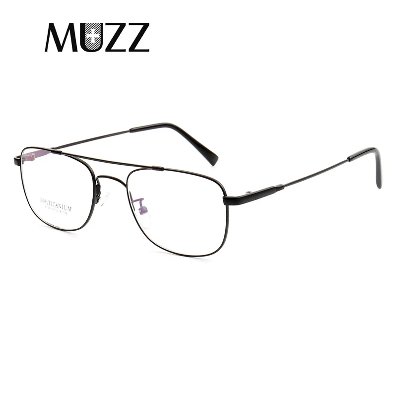 MUZZ памяти титанового сплава полный обод небольшой пилот оправы очков мужские очки с диоптрией близорукость металлические - Цвет оправы: Черный