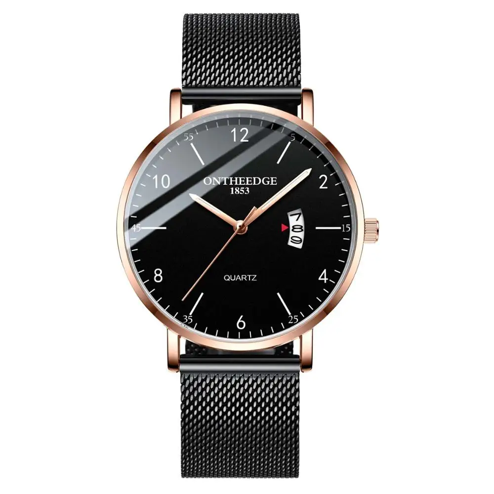 

FashionTop Luxury Men Business wrist Watches Chronograph Casual Slim Mesh Steel Waterproof Sport Watch Quartz Analog Wristwatch