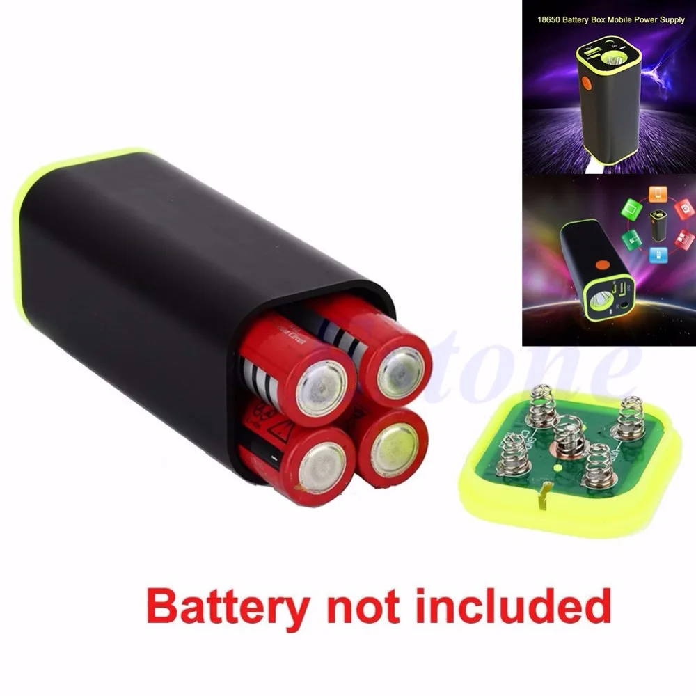 USB 4x18650 Battery Storage Case Box Holder DC 5V For Bike Samsung w//LED Light
