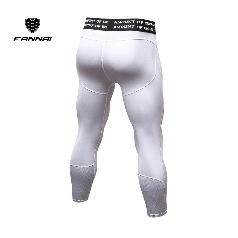 Men 3/4 Casual Pants Gym Leggings Running Sportswear Quick-dry Stretch Compression Tight Pants Push Size Fitness Clothing