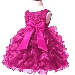 2018NEW пачка Бисер детское платье с цветочками для Свадебная вечеринка без рукавов Детские платья для малышек для 1st на день рождения