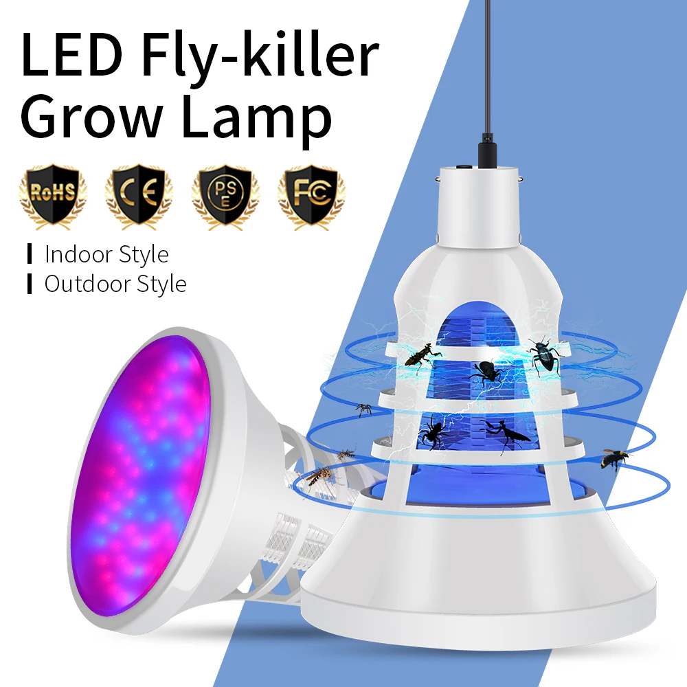

E27 Full Spectrum LED Grow Light Bulb 220V 110V Mosquito Pest Killer Lamp For Plants Seedling 8W Fitolamp 5V USB Fly Bug Zapper