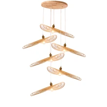 Bamboo Art LED Pendant Lights Wicker E27 Chinese style Pendant Lamps Suspension Home Indoor Dining Room kitchen lights Luminaire chinese wooden pendant lamps dining rooms tea houses corridors balcony entrance round lamps pendant lights za zl508