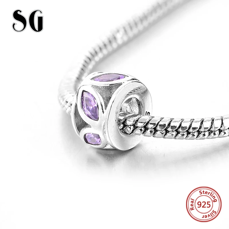 Buy Silver 925 Original Clear Pink Crystal beads Fit