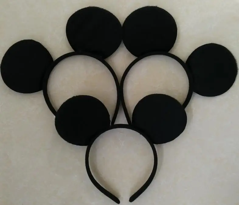 Cartoon Mouse Ears Solid Black Headband for Boys Girls Adults Birthday Party Celebration Event Cosplay headwear event xmas gift