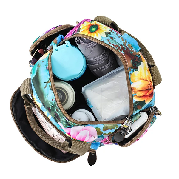 Aequeen Mommy рюкзак для путешествий нейлоновый Водонепроницаемый Многофункциональный Большой Вместительный Мешок для подгузников Сумка через плечо сумка с цветочным узором