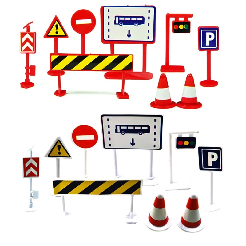 Traffic Sign Toy for Kids Sign Roadblock Sign Road Car Toys Accessories Gift DIY Model Scene ...