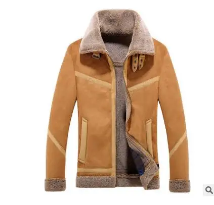 Хаки Новая горячая распродажа Fashion2017 winterspecial предложение Новая мужская одежда, мех, кожа, мужская кожаная куртка с воротником мужской меховая куртка - Цвет: Хаки