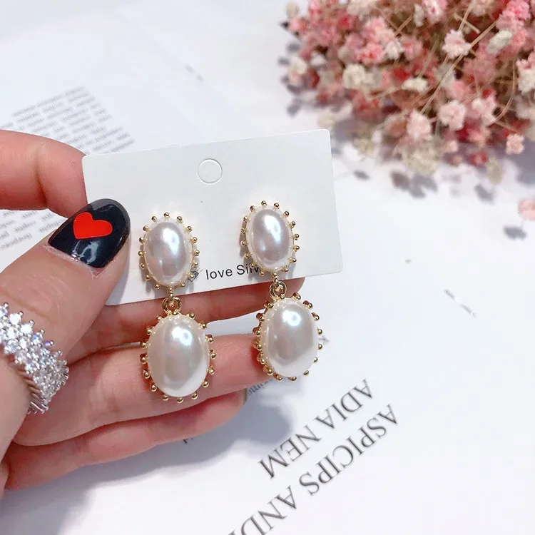 water drop pearls earring 925 silver post Hypoallergenic fadeless fashion jewelry stud earrings for women gift