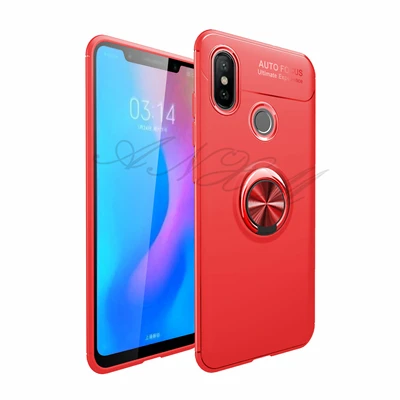 Чехол из силикагеля для Xiaomi Redmi Note 5, автомобильный держатель, магнитный кронштейн, кольцо на палец, чехол из ТПУ для Redmi Note 5 pro, чехол - Цвет: red plus red
