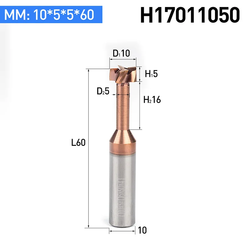 HUHAO 1 шт. 4 6 8 10 мм хвостовик Т-образного пазового фреза общий сплав Вольфрамовая сталь долбежные фрезы ЧПУ Инструмент Концевая фреза - Длина режущей кромки: H17011050