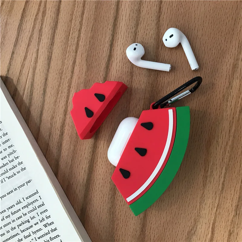 Для AirPods чехол с милым мультяшным арбузом мягкий силиконовый беспроводной Bluetooth чехол для наушников s для Apple Airpods 2 Чехол Funda