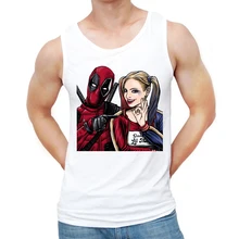 Новые крутой Дэдпул Для мужчин Топы Мода Дэдпул Quinn Ретро жилет с принтом Лето Hipster панк Tee