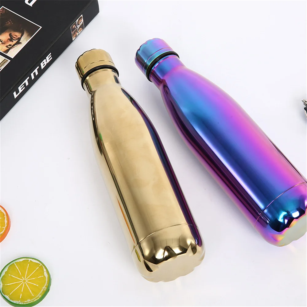 

Stainless Steel Thermos Solid Color Water Bottle Gold Vacuum Flask Insulated Cold Heat Drink Bottle Outdoors Beer Coffee Cup