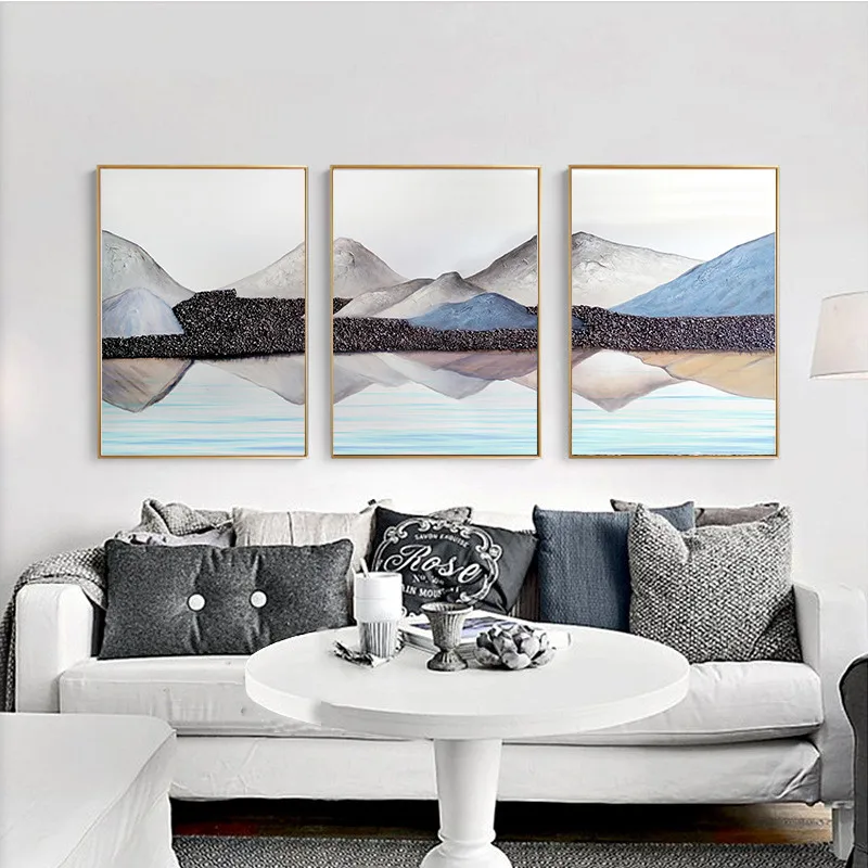 

Abstract Landscape Mountain Blue Nordic Canvas Paintings Posters and Prints Wall Art Pictures Living Room Home Decor Unframed
