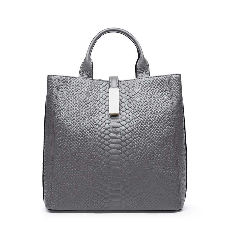 Новинка, женская модная сумка, женская сумка из змеиной кожи, сумка из натуральной воловьей кожи, женская сумка на плечо, роскошные сумки через плечо - Цвет: grey
