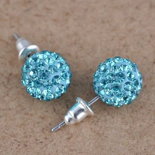 

LNRRABC Austrian Crystal Ball Earrings Women Rhinestones Piercing Ear Studs Statement Christmas Gifts Valentine's Day present
