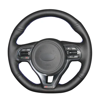

Hand-stitched Black PU Artificial Leather Car Steering Wheel Covers Wrap for Kia K5 Optima 2016-2018 Sportage KX5 2016-2019