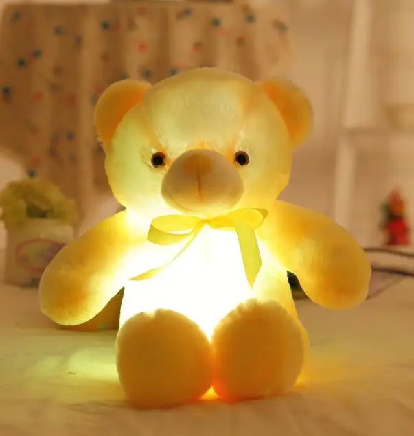 1 ед. 50/75 см творческий светильник Up светодиодный Мишка мягкая Животные плюшевые игрушки красочные светящиеся Teddy Bear Рождественский подарок для детей - Цвет: yellow