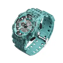 Роскошные брендовые камуфляжные военные часы цифровой светодиодный водонепроницаемый наручные часы Relogio Masculino двойной дисплей холодный свет 7