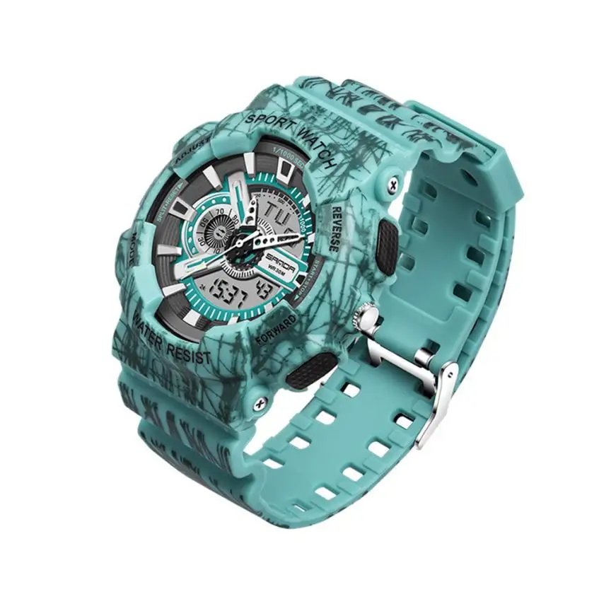 

Luxury Brand Camouflage Military Watches Digital LED Waterproof Wristwatches Relogio Masculino Double Display Cold Light 7+