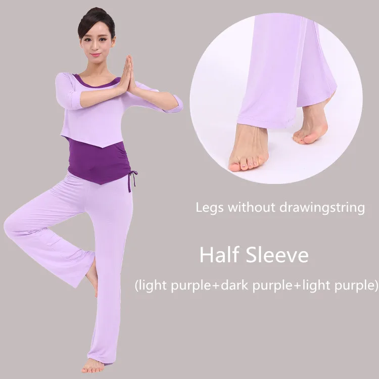 Женский модальный комплект одежды для йоги, набор одежды для йоги, фитнеса, танцев, комплект из 3 предметов, женская одежда для йоги, спортивная одежда - Цвет: half sleeve