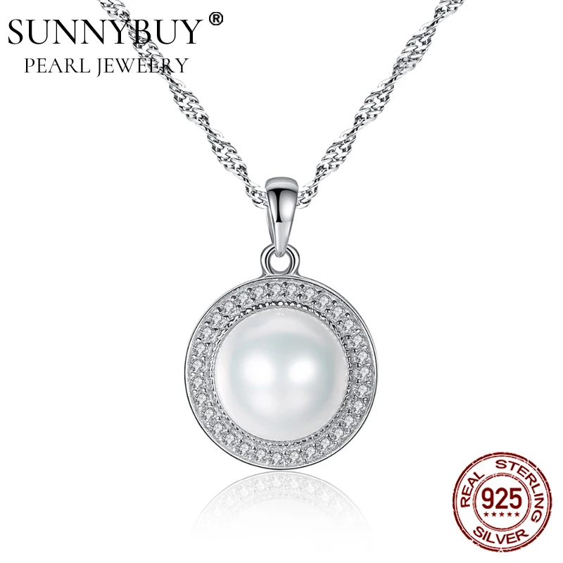 Sunnybuy Silver Pearl Necklace 925 Sterling Silver Pearl Necklace