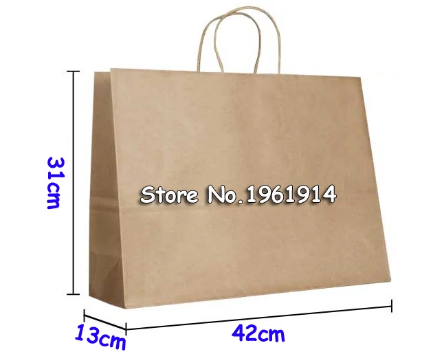 10PCS Large kraft gift paper bag with handle/ horizontal Multifunction