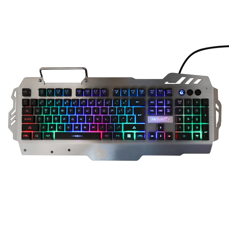 

7pin PK-900 Gaming Keyboard RGB Backlight Computer Keyboards with Cell Phone Holder Wrist Rest for LOL Gamer DOTA 2 Computer