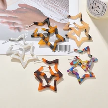 MESTILO модные ювелирные изделия ручной работы Красочные акриловые Висячие серьги для женщин геометрические серьги с большой звездой из смолы ацетатные серьги