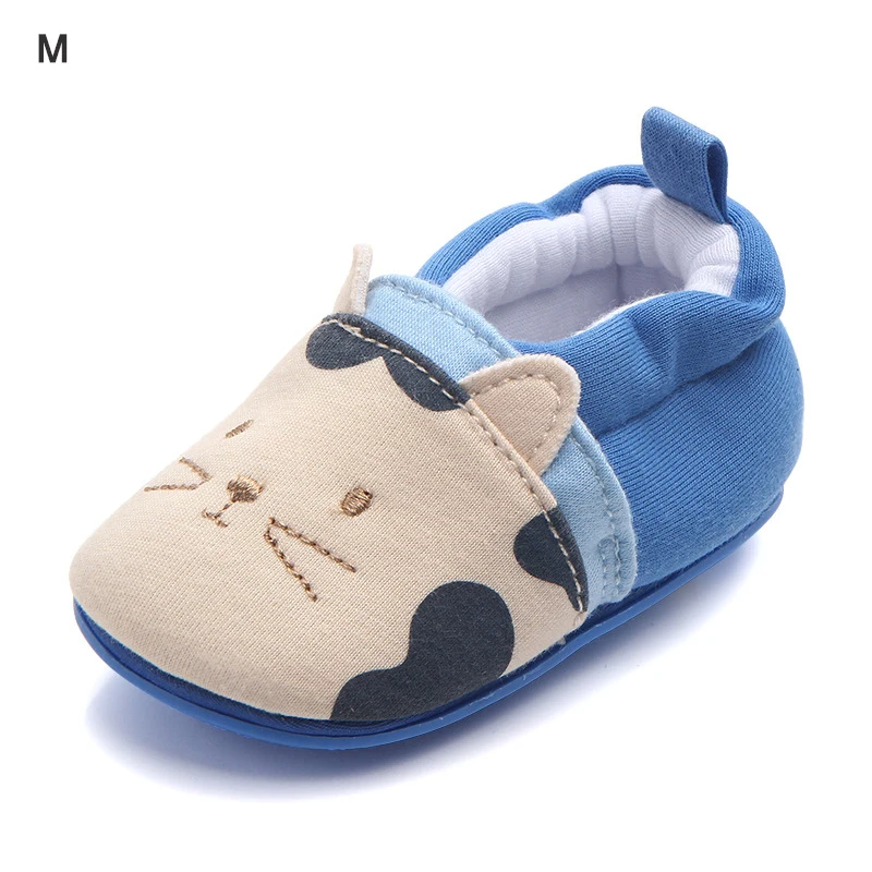 Детская обувь на резиновой подошве мягкая зимняя обувь для мальчиков и девочек от 0 до 2 лет Детская противоскользящая обувь для малышей с рисунками животных из мультфильмов - Цвет: M