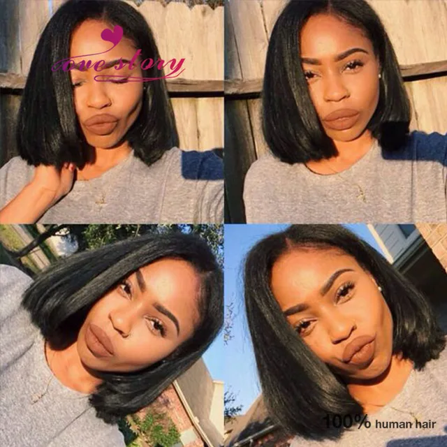 Fashion Bob Style Short Cut Wigs For Black Women Lace Front Side