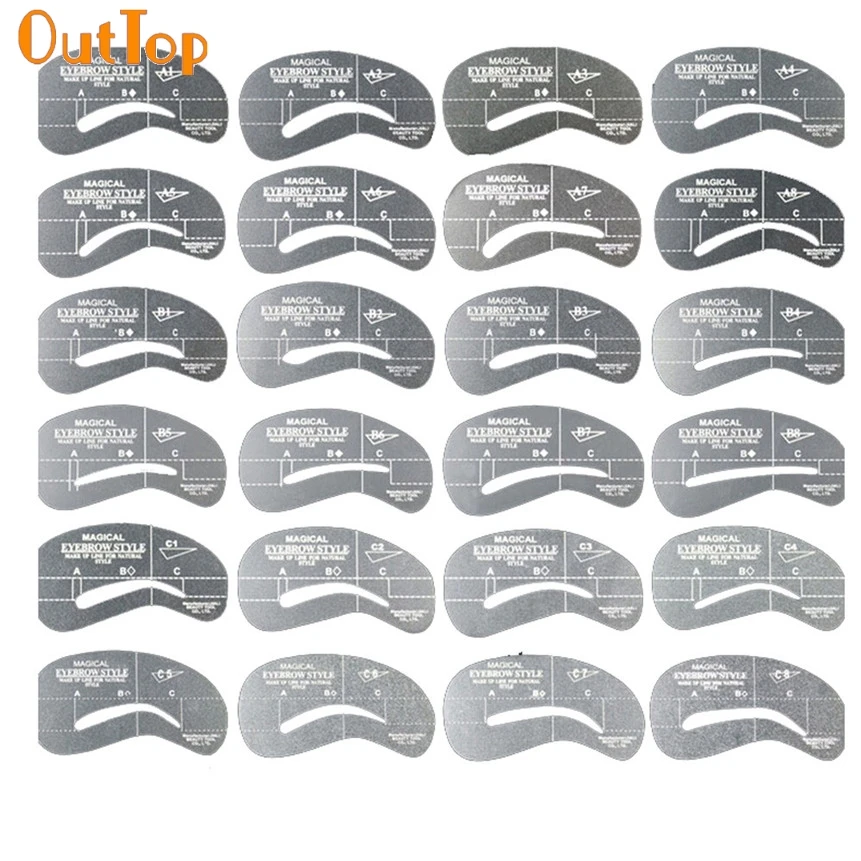 

OutTop Colorwomen 24 Styles Eyebrow Stencils Shaping Grooming Kit Makeup Shaper Set Template Tool 160913 Drop Shipping S28