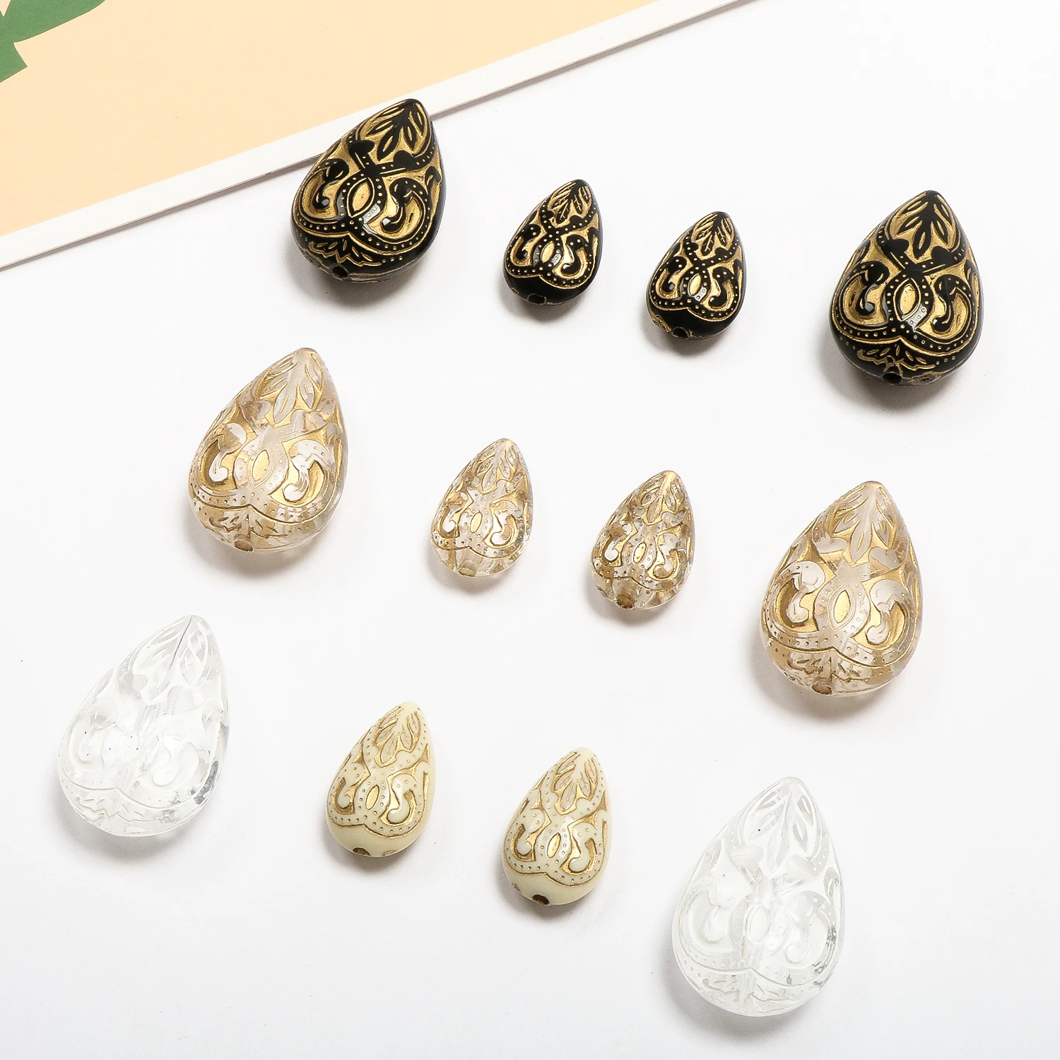 

Expensive and retro embossed pattern gold water droplets Akli DIY handmade jewelry Earrings Accessories Materials