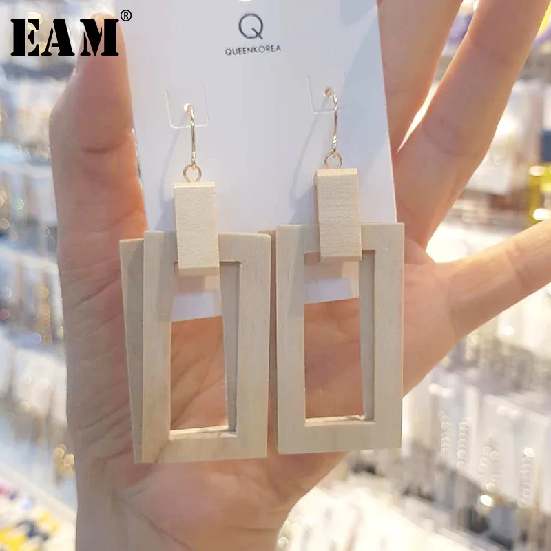 

WKOUD EAM Jewelry / 2019 New Fashion Personality All-match Geometric Hollow Out Exaggeration Earrings Women's Accessories S#R526