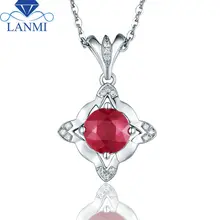 Новое поступление, подвеска в форме цветка, натуральный рубин, 14 K, белое золото, для девушки, юбилей, ювелирное изделие, подарок WP082