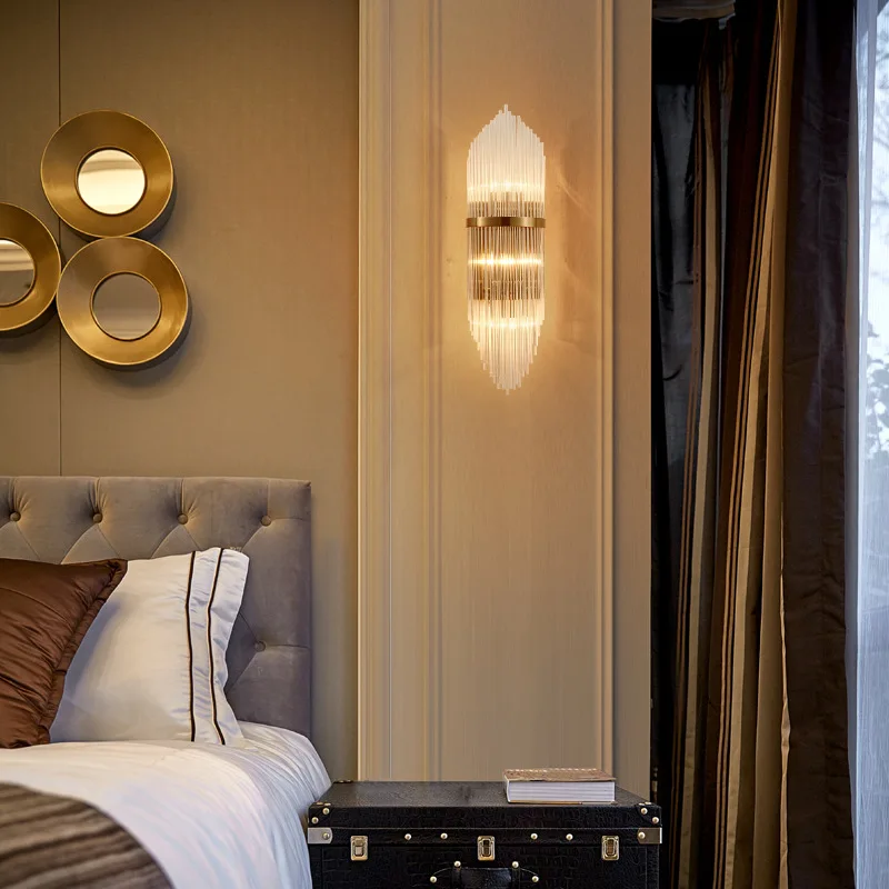  Creative Golden Luxury Indoor Living Room Crystal Wall Lamp Bedside Lamp Led Post Modern Classic Ho - 32977611078