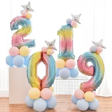 1st на день рождения воздушные шары День рождения воздушные шары из фольги в виде цифр деревенский Свадебный шар День рождения украшения для детей