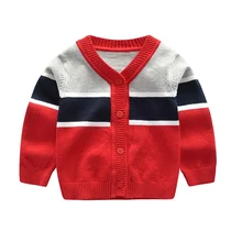 Детский свитер; Детский свитер в полоску с v-образным вырезом; хлопок