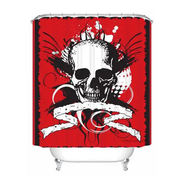 Shower Curtain Пользовательские водонепроницаемые занавески для душа злобный череп печатных ванной комнаты декор различных размеров#180320-02-253 - Цвет: Shower Curtain