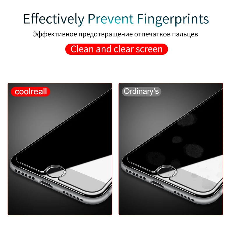 Coolreall 2 шт. 2.5D закаленное стекло пленка для iPhone 6 6s 7 8 Plus X ультратонкое 0 25 мм