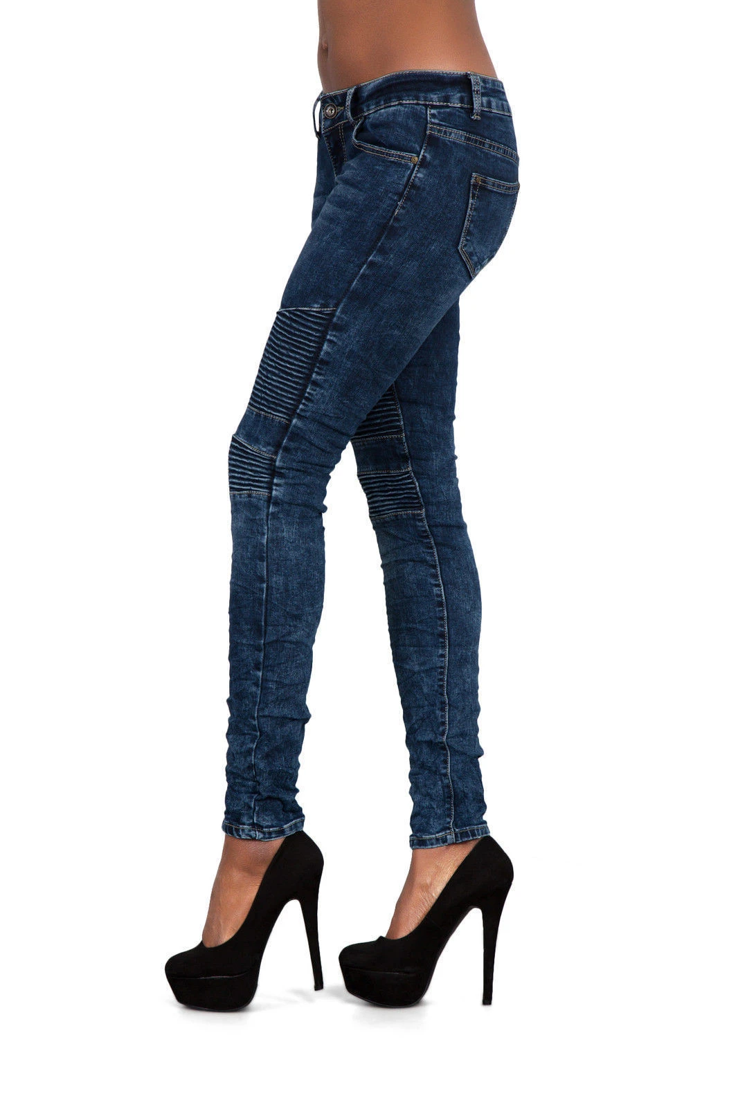 CANIS Vrouwen geplooide Dames Zip Mid Hoge Taille Stretch Skinny Broek Motor  Jeans Voor Vrouwen| | - AliExpress