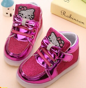 YPYUNA/детская обувь для девочек; спортивная обувь для бега; модные кроссовки для малышей; Светодиодный светящийся кроссовки - Цвет: photo color