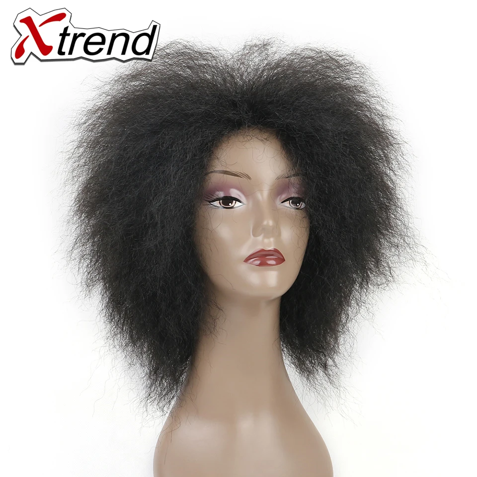 Xtrend 6inch 100g coco wig Short Synthetic Fluffy Wig African Black Women Yaki Straight Wig